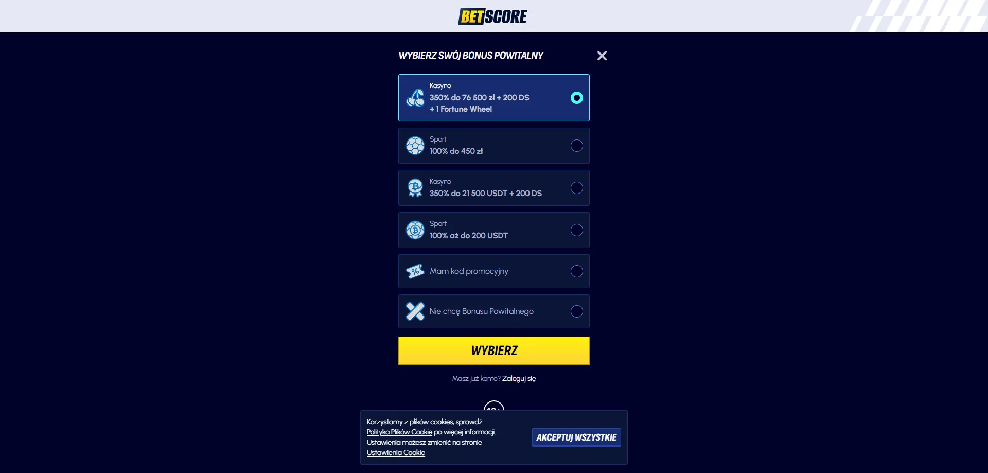 Rejestracja w Betscore Casino – szybki proces krok po kroku